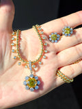 14k Yellow Gold Sphene & Lab Diamond Pendant | Indulgems | Diana Collection