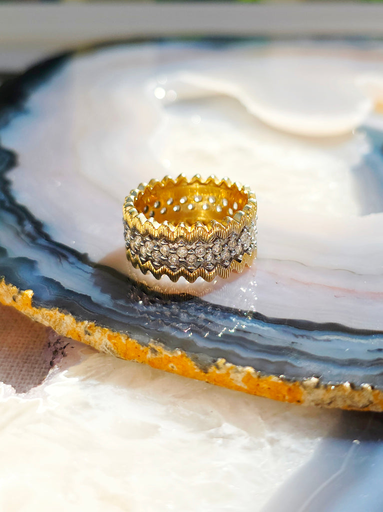 14k Yellow Gold Diamond Pave Band Ring size 8| Indulgems