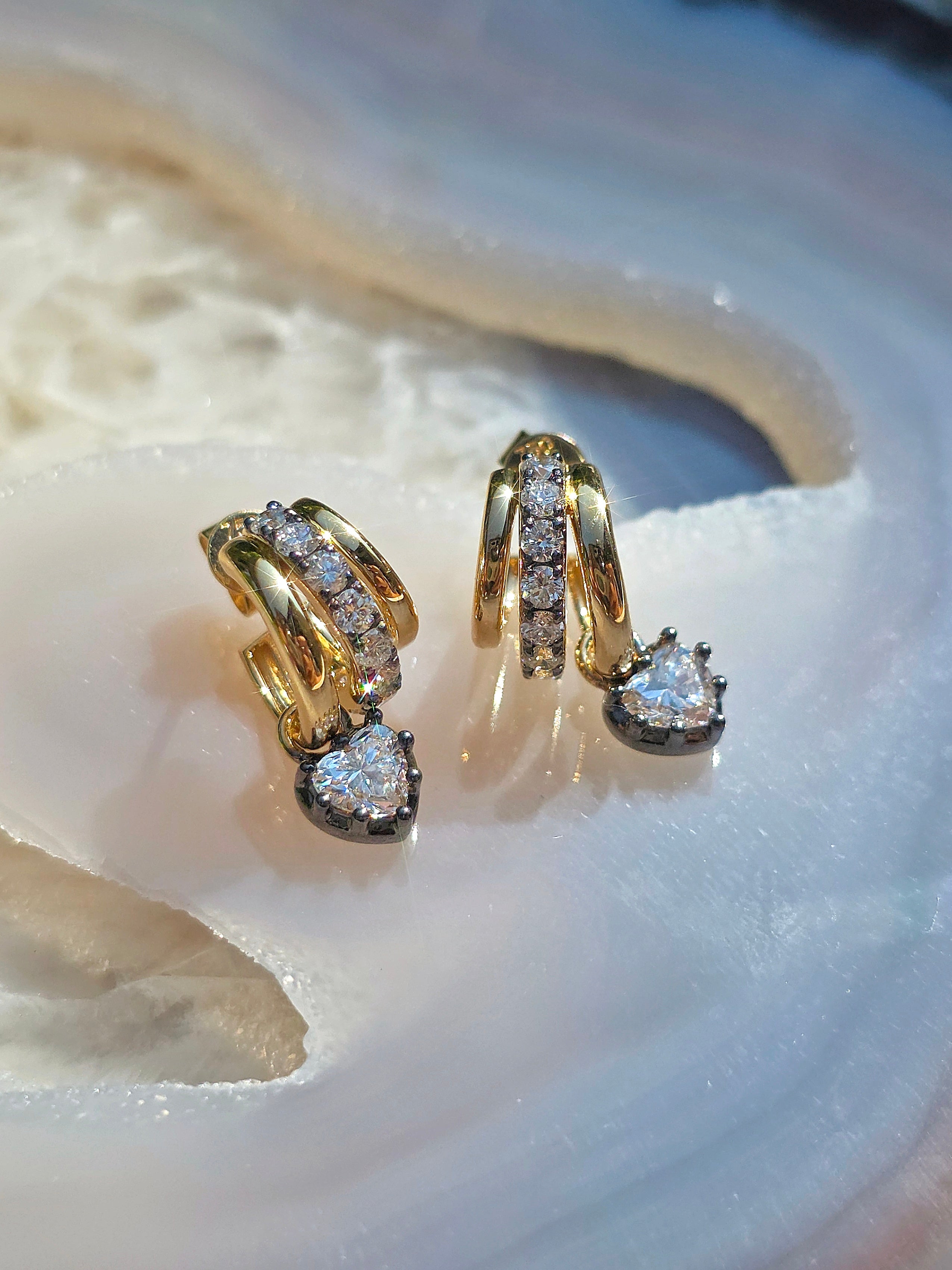 18k Solid Gold Lab-grown Diamond Huggie Earrings | Indulgems