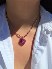 14k Yellow Gold Burmese Jedi Spinel & Diamond Half Line Necklace | Indulgems