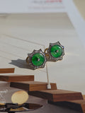 14k Yellow Gold Burmese Jadeite Donut Diamond Earrings | Indulgems