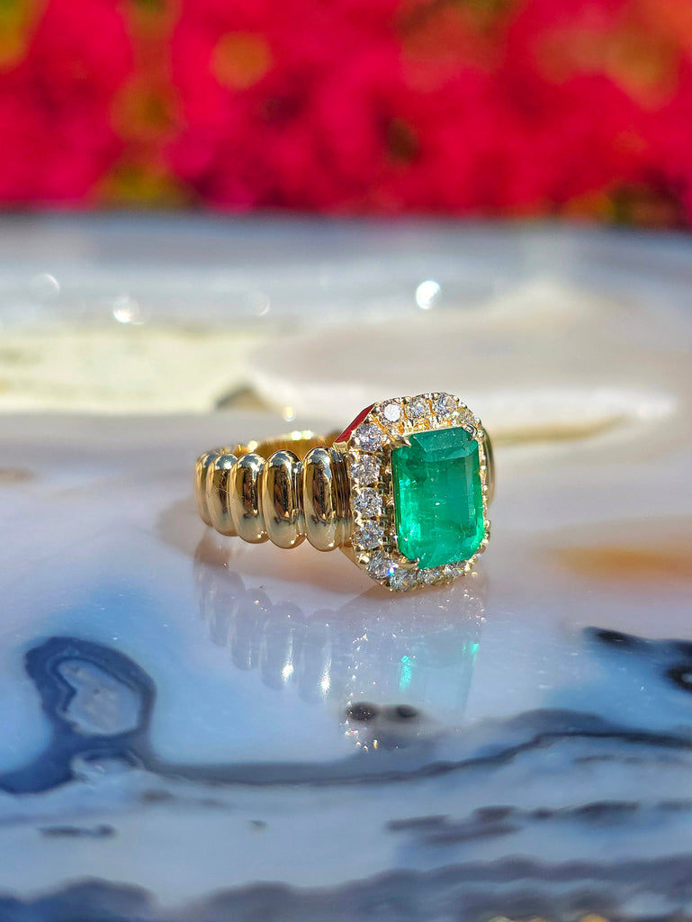 14k Yellow Gold 1.7ct Emerald Ring | Indulgems | Emma