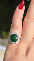 18k Solid White Gold 5.8ct Tsavorite Garnet Diamond Ring  Size 6 | Indulgems