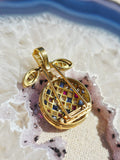 18k Solid Gold Vintage Diamond Ruby Sapphire Fruit Brooch Pendant | Indulgems | Apple Cherry Pomegranate