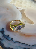 14k Yellow Gold & Platinum Cornflower Blue Sapphire and Lab-Grown Diamond Ring sz 7 | Indulgems | Luna Collection