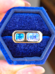 14k Yellow Gold Teal Lilac Sapphire Ring Size 8 | Indulgems | Duality