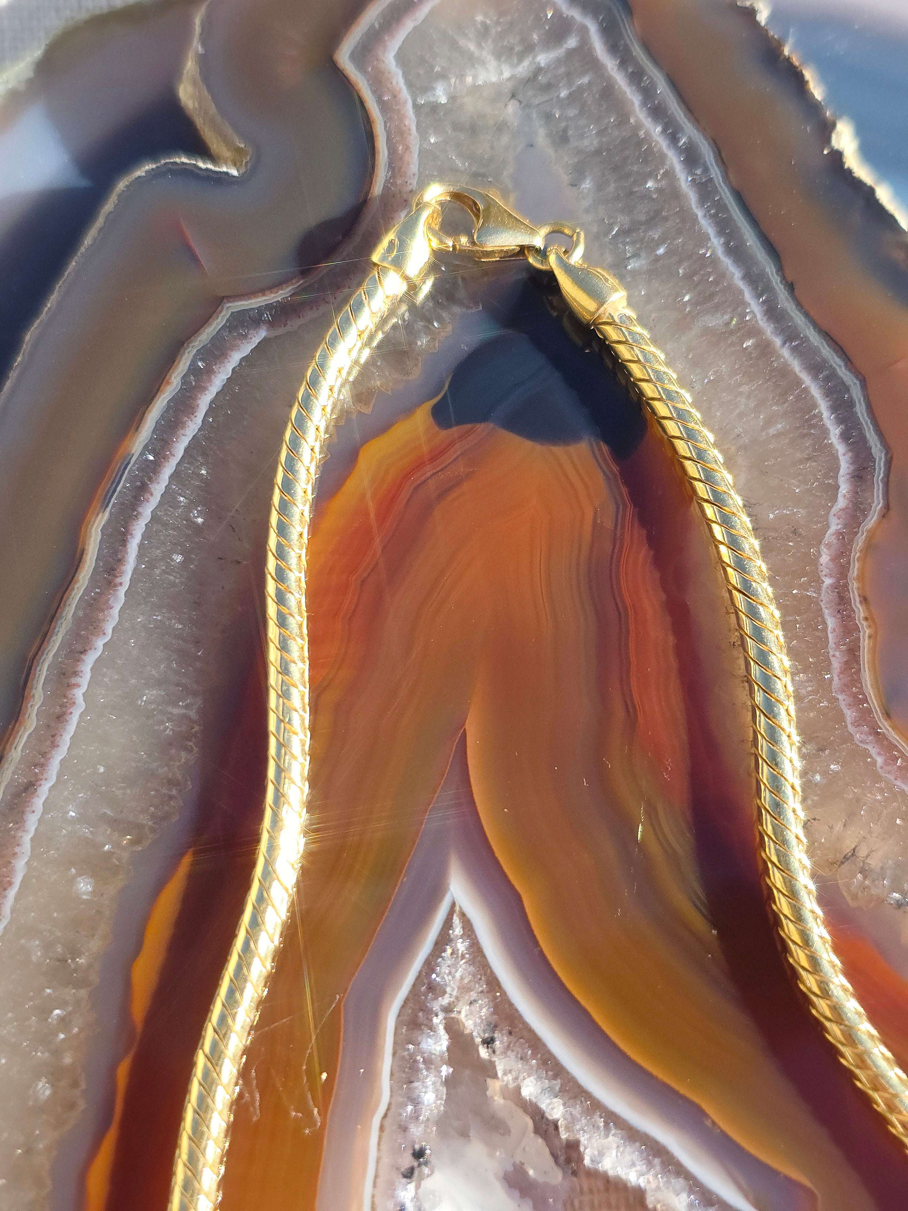 18k Solid Gold Snake Chain Necklace 17" | Indulgems
