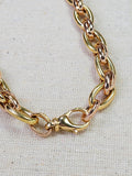 Vintage 18K Yellow Rose Two Tone Gold Chunky Oval Link Necklace Chain 17"