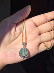 14k Gold Black Rhodium Burmese Jadeite Pendant | Indulgems