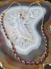 14k Yellow Gold Burmese Jedi Spinel & Diamond Half Line Necklace | Indulgems