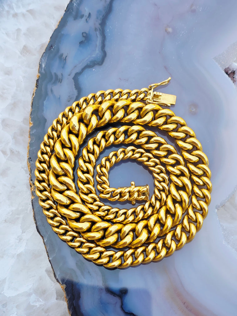 18k Solid Gold Curb Chain Necklace 18" | Indulgems | Vintage Jewelry