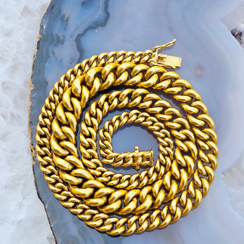 18k Solid Gold Curb Chain Necklace 18" | Indulgems | Vintage Jewelry