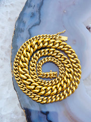 18k Solid Gold Curb Chain Necklace 18" | Indulgems | Vintage Jewelry