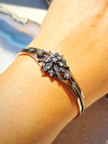 18K Rose Gold & Silver Antique Rose Cut Diamond Star Motif Bangle Bracelet | Indulgems | Designs in Real Gold