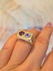 14k Yellow Gold Malaya Garnet & Ceylon Sapphire Ring Size 8 | Indulgems