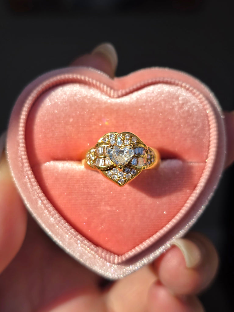 18k Solid Gold Natural Diamond Heart Ring | Indulgems | Vintage