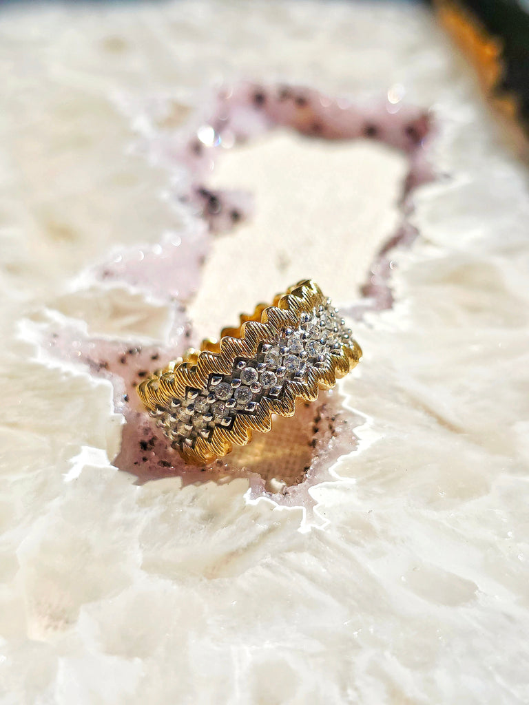 14k Yellow Gold Diamond Pave Band Ring size 8| Indulgems