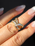 14k Yellow Gold Diamond Vintage Curve Ring Size 6.5 | Indulgems