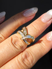 14k Yellow Gold Diamond Vintage Curve Ring Size 6.5 | Indulgems