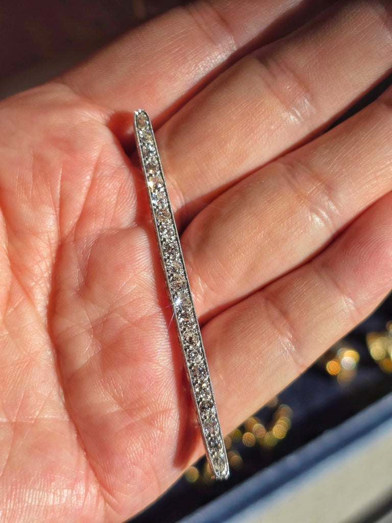 Platinum & 18k White Gold French Antique Old Cut Diamond Brooch | Indulgems