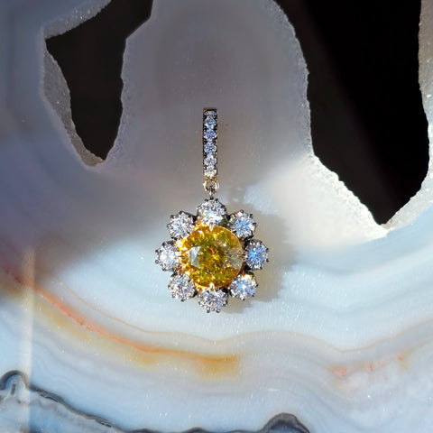 14k Yellow Gold Sphene & Lab Diamond Pendant | Indulgems | Diana Collection
