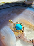 18k Solid Gold Sleeping Beauty Turquoise Gemstone Cabochon Pendant | Indulgems | Designs in Real Gold