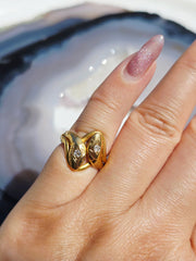 18K Solid Gold Diamond Antique Double Headed Snake Ring Sz 5.5 | Antique Jewelry | Indulgems | Designs in Real Gold