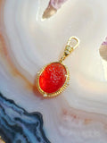18k Solid Gold Handcarved Red Agate Gemstone Pendant | I Love You | Blooming Heart Motif | Indulgems | Designs in Real Gold | Talisman Collection