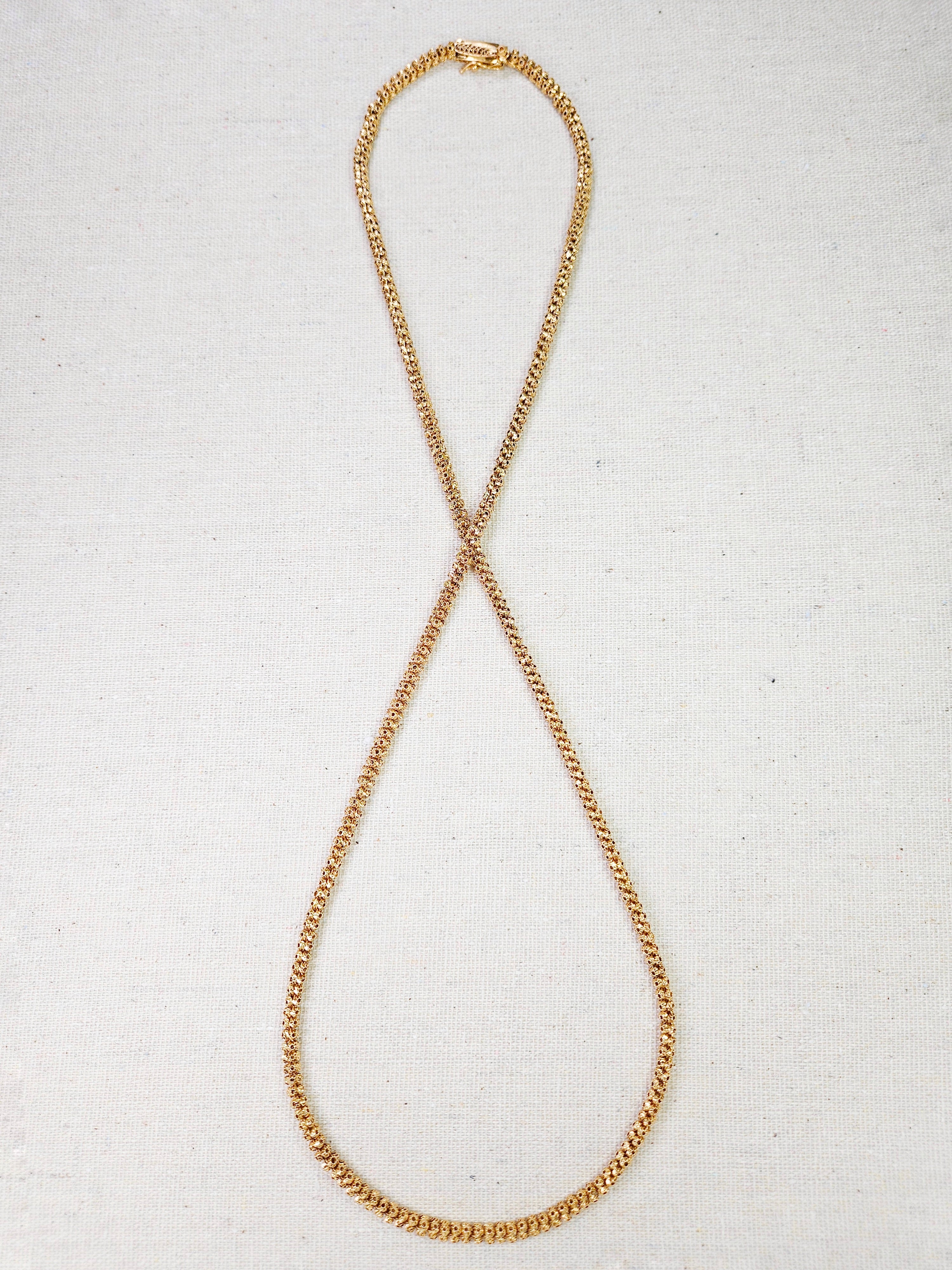 Antique 18K Yellow Gold Cannatille Long Chain Necklace 28"