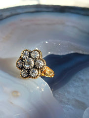 Antique 18k Gold and Silver Daisy Diamond Ring | Indulgems