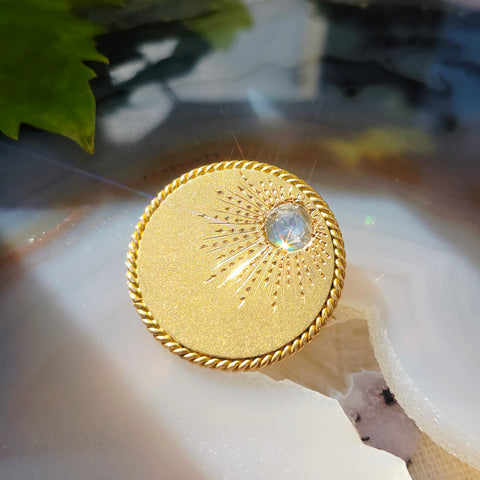 18K Yellow Solid Gold Cylindrical Brooch with Rose Cut Diamond | Indulgems | Antique Jewelry | Designs in Real Gold
