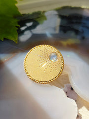 18K Yellow Solid Gold Cylindrical Brooch with Rose Cut Diamond | Indulgems | Antique Jewelry | Designs in Real Gold