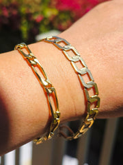 18k Solid Gold French Figaro Link Bracelet | Indulgems