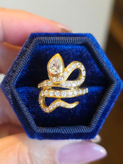 18k Solid Gold Diamond Snake Ring Sz 6.5 | Indulgems