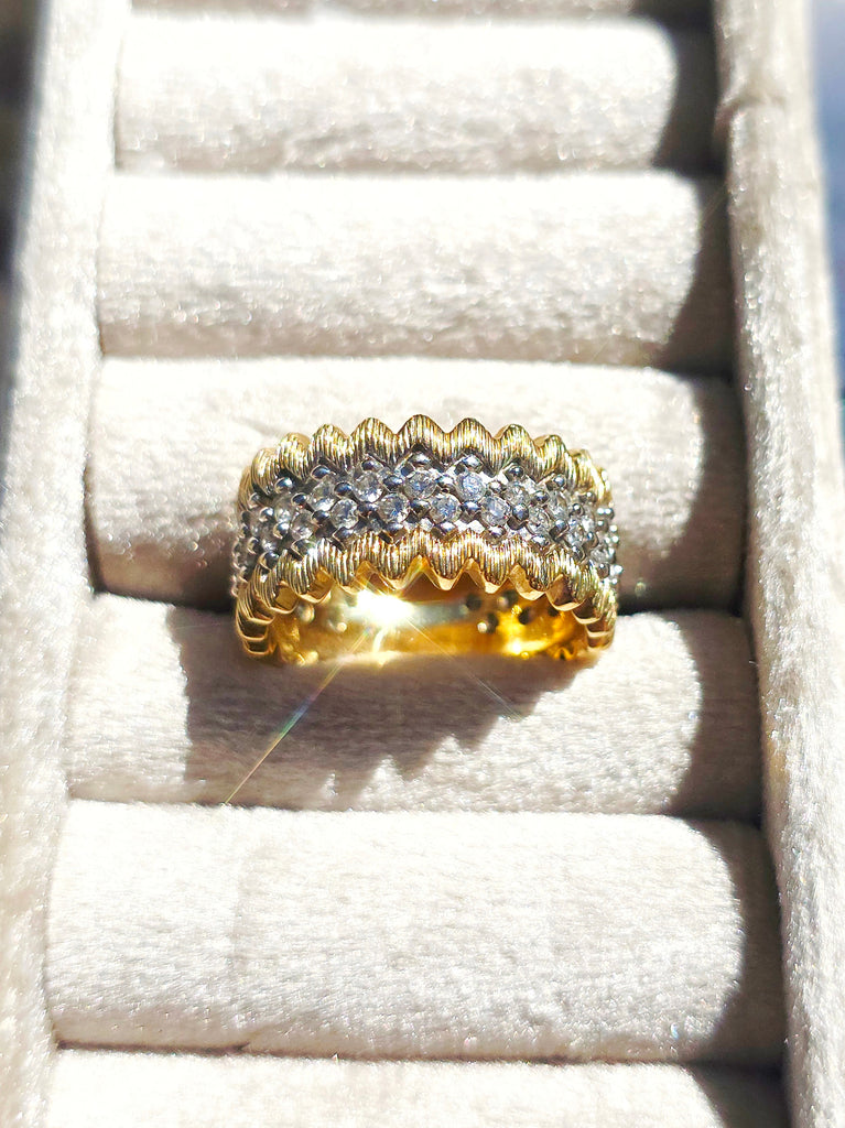 14k Yellow Gold Diamond Pave Band Ring size 8| Indulgems