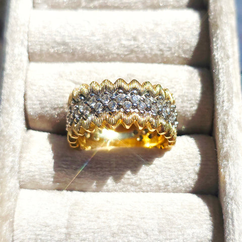 14k Yellow Gold Diamond Pave Band Ring size 8| Indulgems