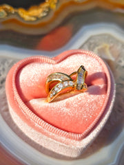 14k Yellow Gold Diamond Vintage Curve Ring Size 6.5 | Indulgems