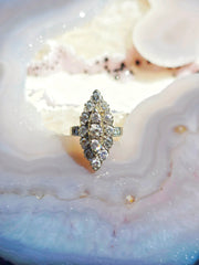 18K Solid White Gold Diamond Navette Ring Size 4.5 | Antique Jewelry | Designs in Real Gold | Indulgems
