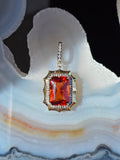 14k Yellow Gold 11ct Hessonite Garnet Pendant | Indulgems | Aurora Halo