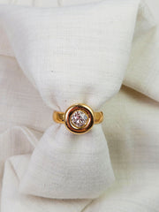 18K Solid Yellow Gold Old Cut Diamond 0.8 ct Donut Ring Sz 6.5