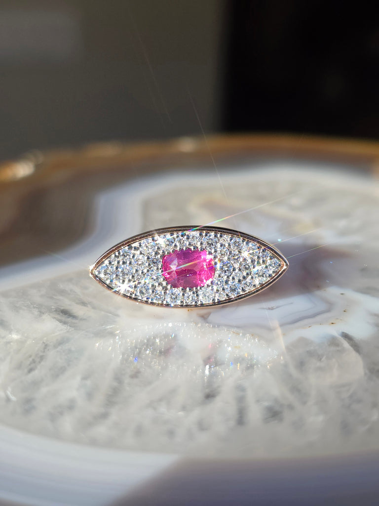 14k Rose Gold & Platinum Mahenge Spinel Diamond Ring | Indulgems | Luna Collection