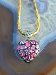 9ct Pink Spinel Heart Locket Pendant in Platinum & 14K Gold | Indulgems