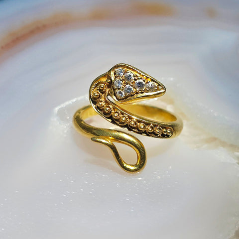 18k Solid Gold Diamond Snake Serpent Ring sz 8 | Indulgems