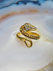18k Solid Gold Diamond Snake Serpent Ring sz 8 | Indulgems