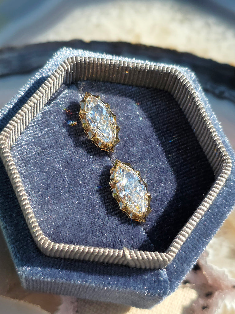 18k Solid Gold 4ct Marquise Lab Diamond Earrings | Indulgems | Aurora Collection