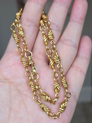 18k Solid Gold Vintage French Knotted Link Necklace | Indulgems