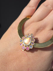 14k Yellow Gold Madagascar Rainbow Moonstone & Multicolor Spinel Pendant Clip | Indulgems | Starlit Collection