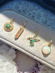18k Yellow Gold Opal& Diamond Halo Pendant | Indulgems