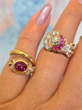 14k Yellow Gold Old Cut Diamond Ruby Tank Ring | Indulgems | Vintage