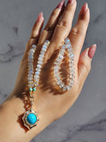 18k Solid Gold Sleeping Beauty Turquoise Gemstone Cabochon Pendant | Indulgems | Designs in Real Gold